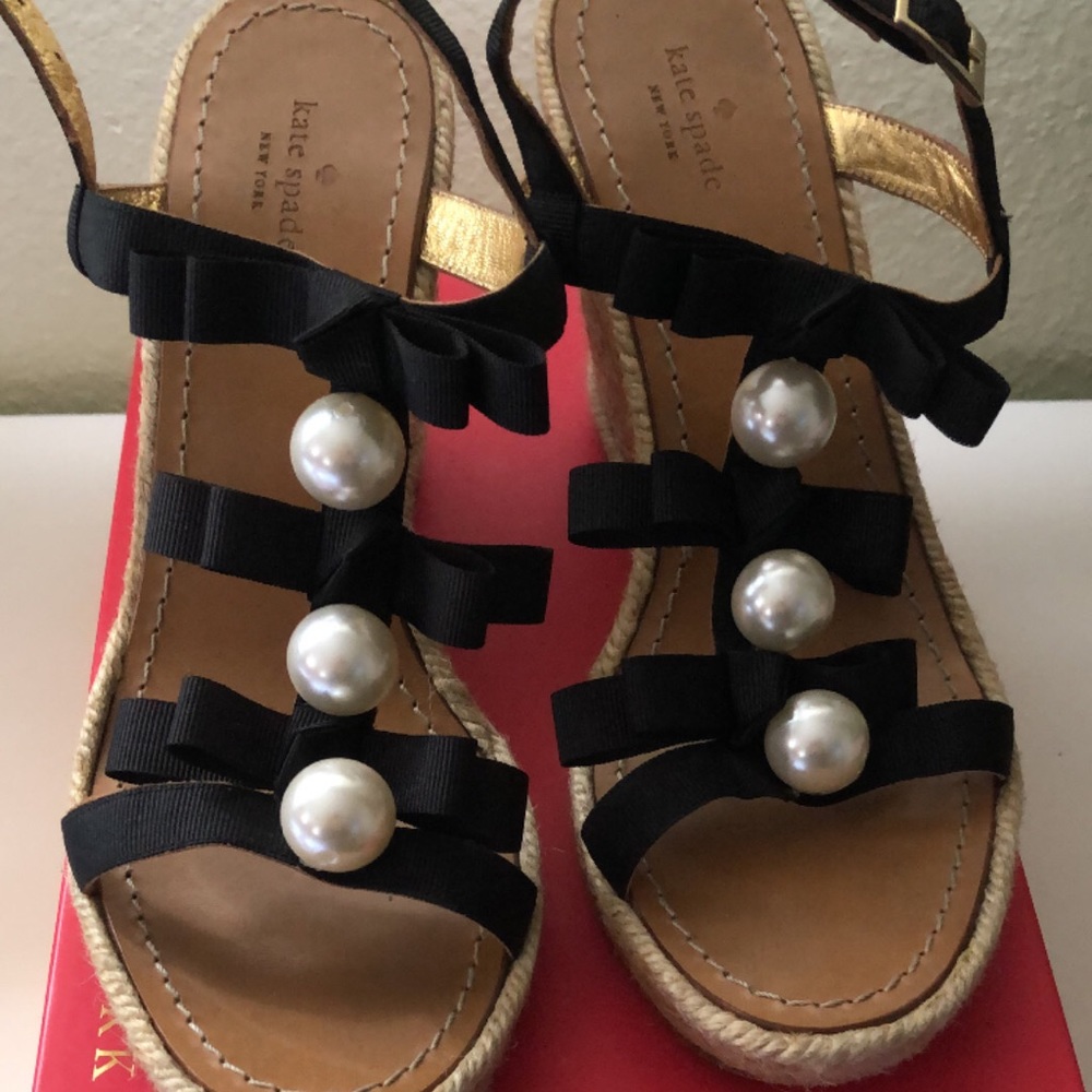 Kate Spade pearl and grosgrain espadrilles